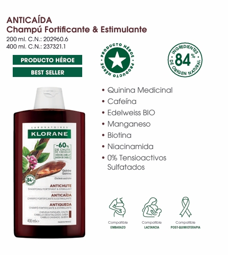Klorane Champú Anticaída Quinina 400 ml 
