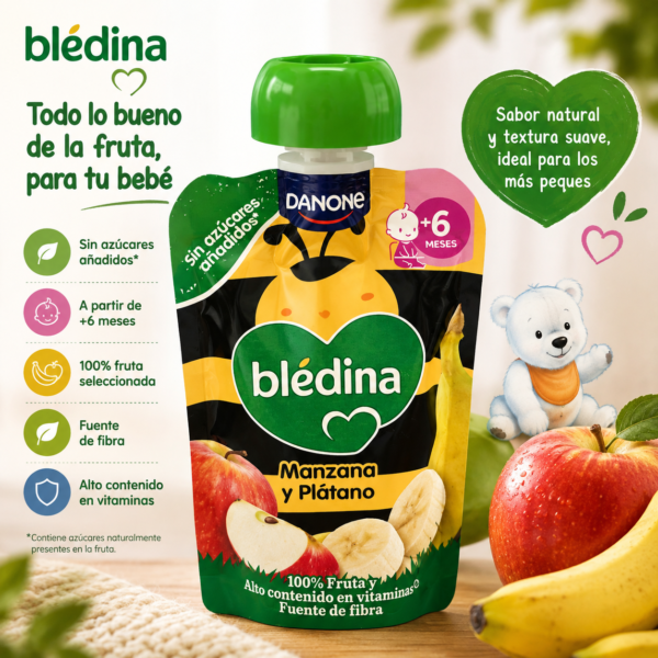 Blédina Pouch Manzana y Plátano +6 Meses 100 g - Imagen 2