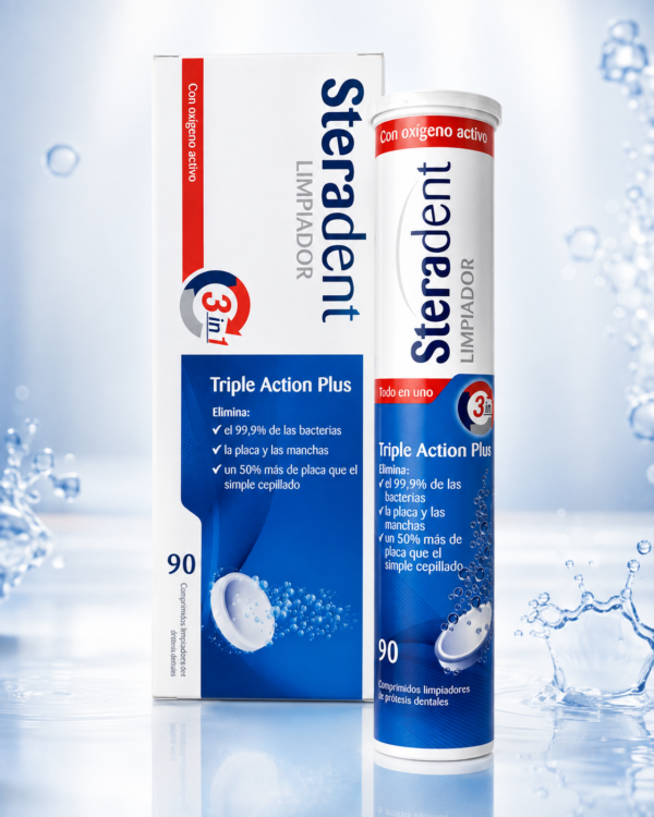 Steradent Triple Acción Plus Limpiador de Prótesis Dentales 60 + 30 Comprimidos - Imagen 4