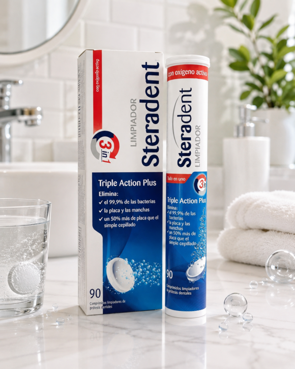 Steradent Triple Acción Plus Limpiador de Prótesis Dentales 60 + 30 Comprimidos - Imagen 5