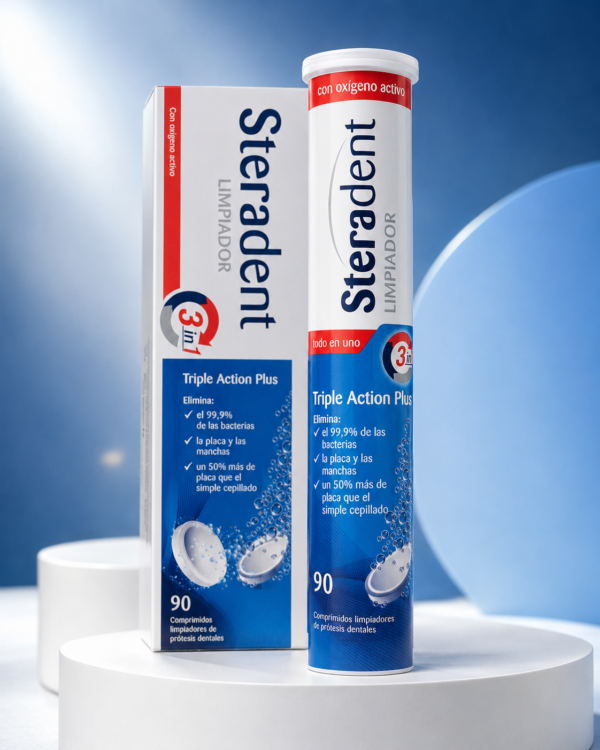 Steradent Triple Acción Plus Limpiador de Prótesis Dentales 60 + 30 Comprimidos - Imagen 3